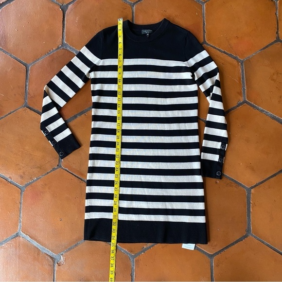 RAG & BONE Size XS Black & White Striped LILIAN SWEATER DRESS 100% Wool Modern - Picture 8 of 9